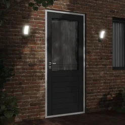 vidaXL Utomhusvägglampor med sensorer 2 st svart gjuten aluminium