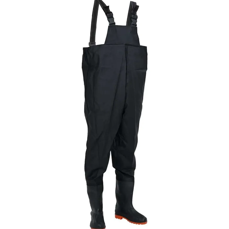 vidaXL Vadarbyxor med stövlar svart strl. 45