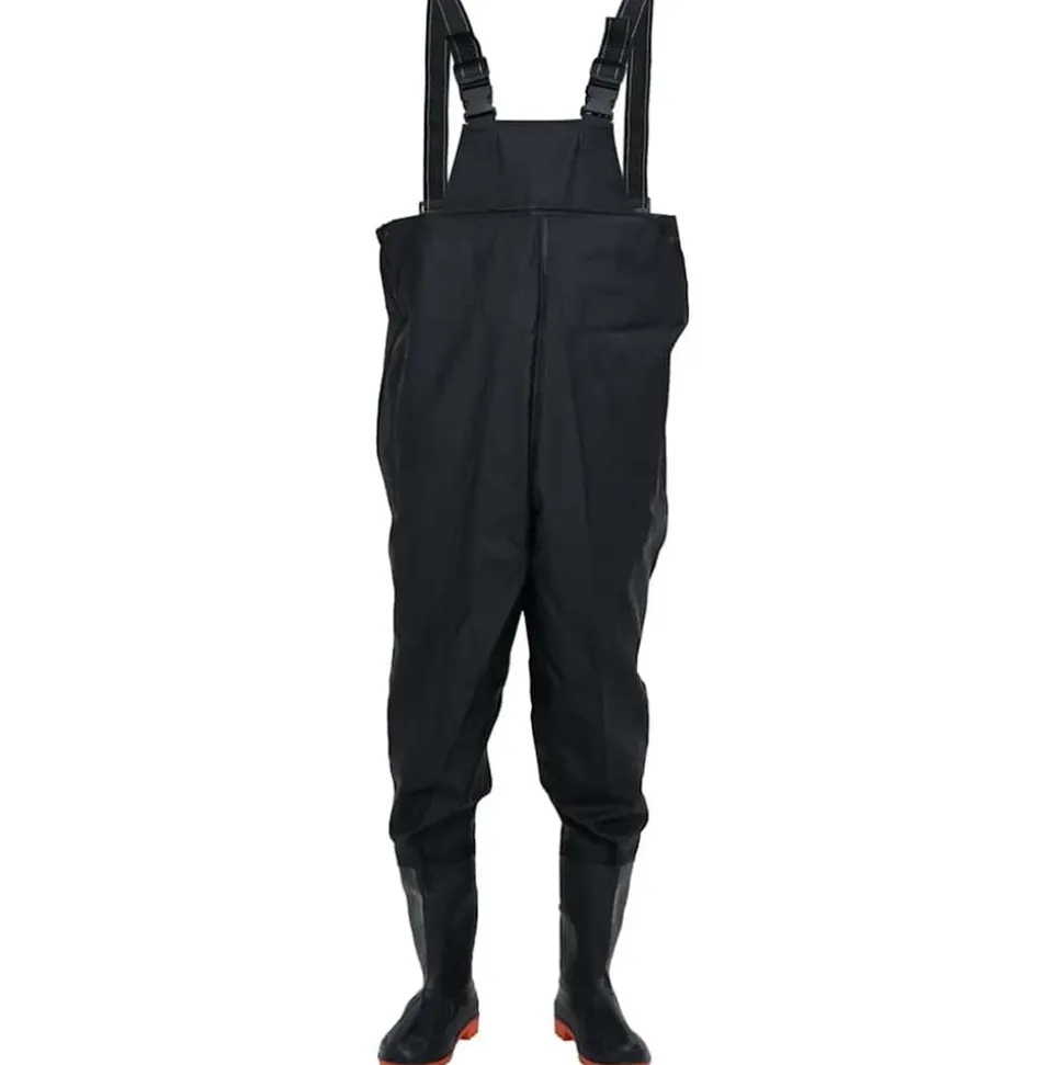 vidaXL Vadarbyxor med stövlar svart strl. 45
