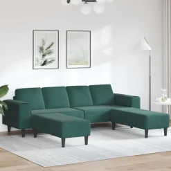 vidaXL Vardagsrumsoffa 3 pcs Mörkgrön 250 x 188 x 76 cm