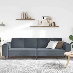 Best vidaXL Vardagsrumsoffa 250 x 77 x 76 cm Mörkgrå