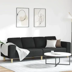 vidaXL Vardagsrumsoffa Svart 250 x 77 x 76 cm Polyester