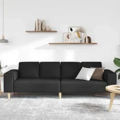 vidaXL Vardagsrumsoffa Svart 250 x 77 x 76 cm Polyester