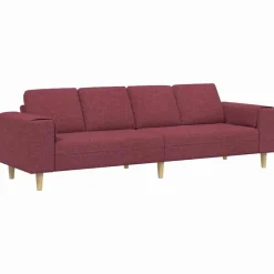 Best vidaXL Vardagsrumsoffa 250 x 77 x 76 cm Polyester Vinröd