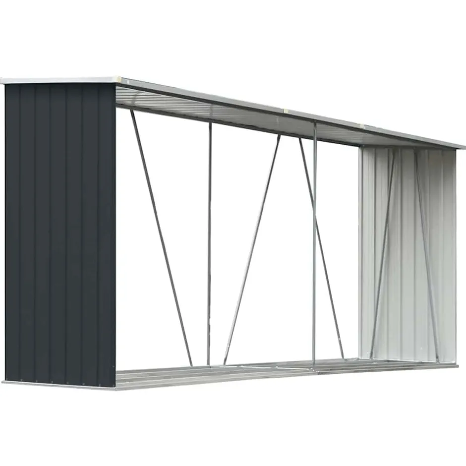Outlet vidaXL Vedskjul galvaniserat stål 330x84x152 cm Antracit