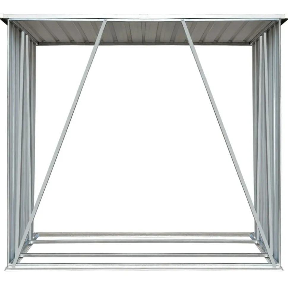 vidaXL Vedskjul galvaniserat stål 163x83x154 cm brun