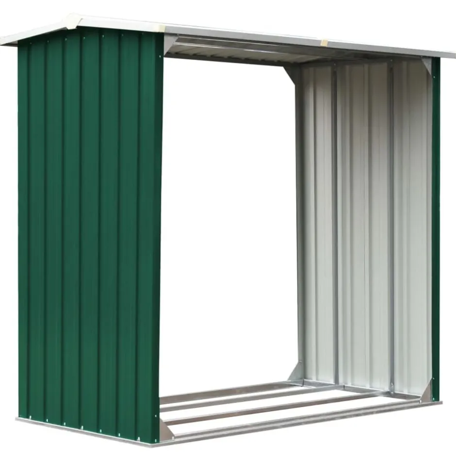 Outlet vidaXL Vedskjul galvaniserat stål 172x91x154 cm Grön