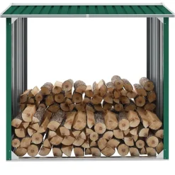 Outlet vidaXL Vedskjul galvaniserat stål 172x91x154 cm Grön