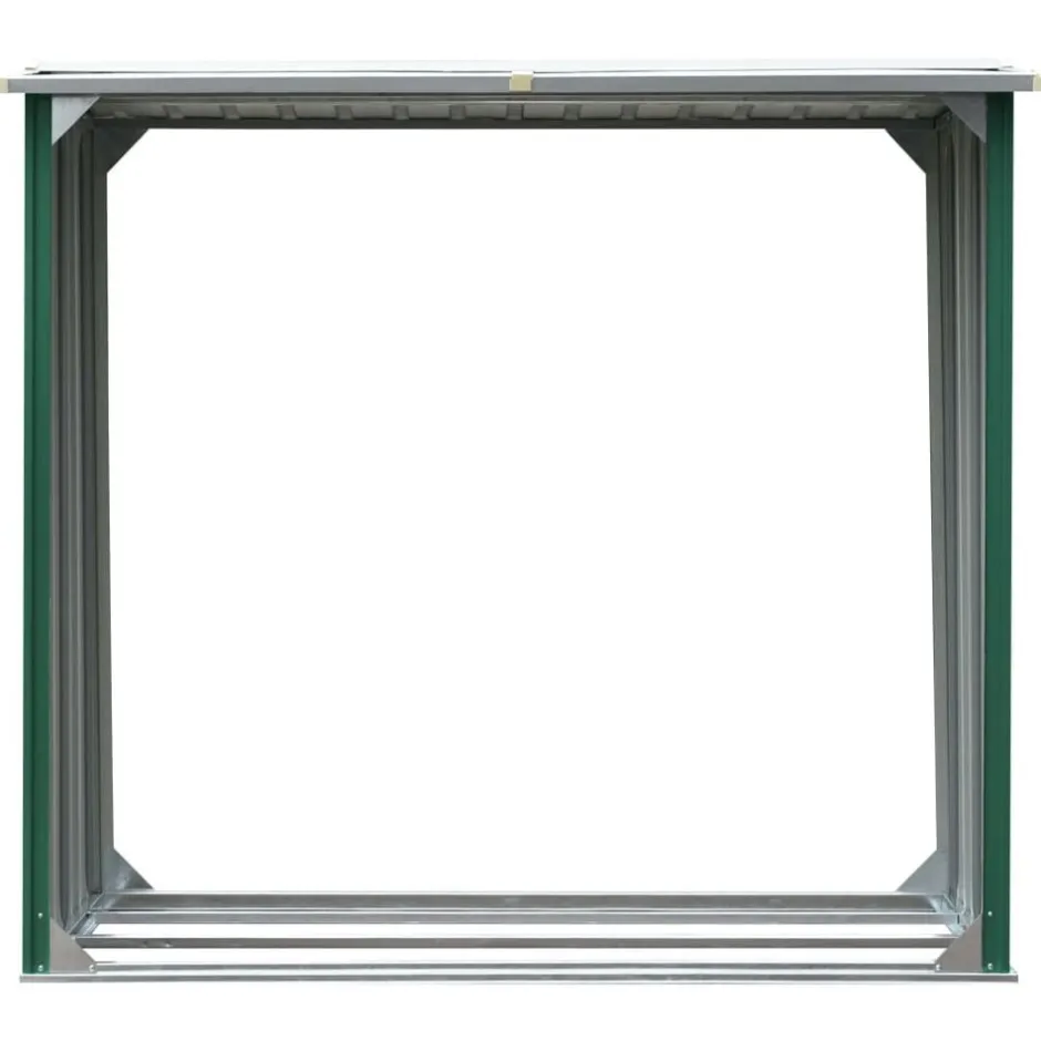 Outlet vidaXL Vedskjul galvaniserat stål 172x91x154 cm Grön