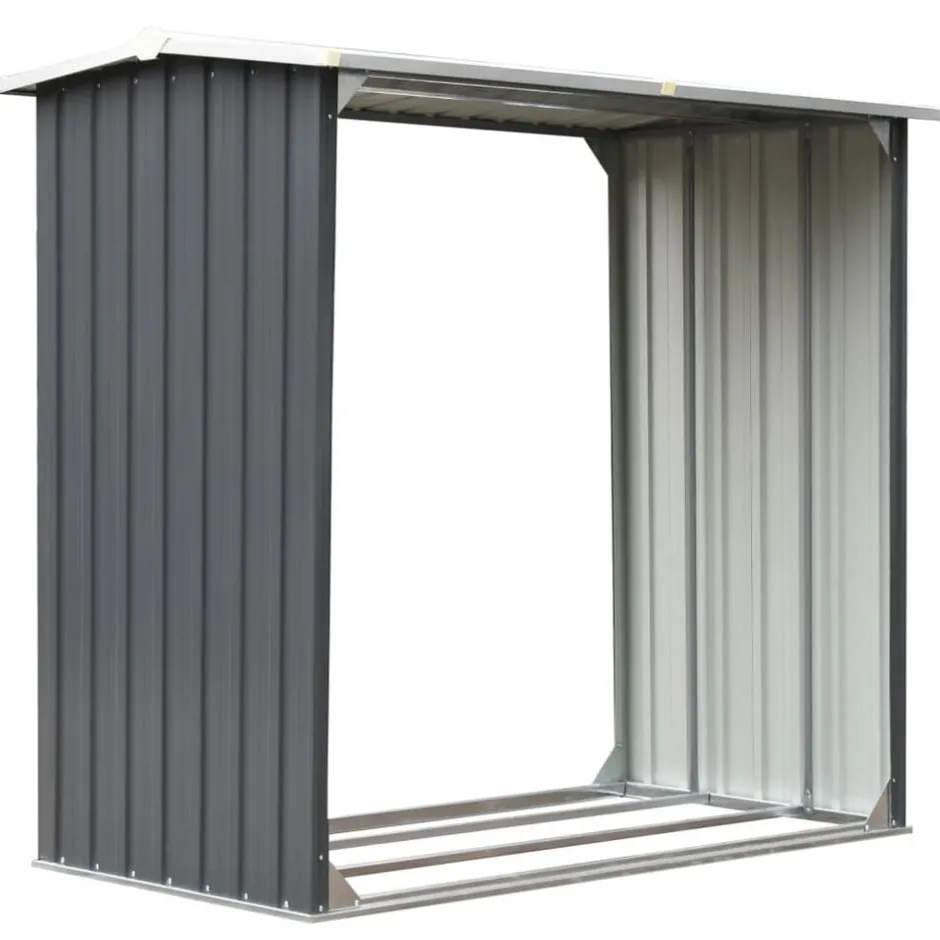 Outlet vidaXL Vedskjul galvaniserat stål 172x91x154 cm Grå