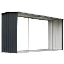 vidaXL Vedskjul i galvaniserat stål 330x92x153 cm antracit