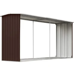 vidaXL Vedskjul i galvaniserat stål 330x92x153 cm brun