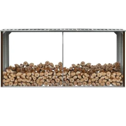 vidaXL Vedskjul i galvaniserat stål 330x92x153 cm brun