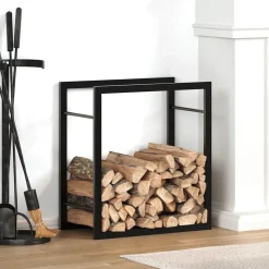 vidaXL Vedställ matt svart 50x28x56 cm stål