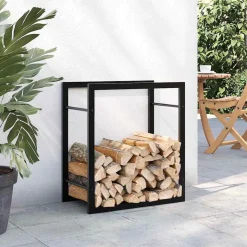 vidaXL Vedställ matt svart 50x28x56 cm stål