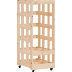 vidaXL Vedställ med hjul 40x49x110 cm massiv furu Naturfärg
