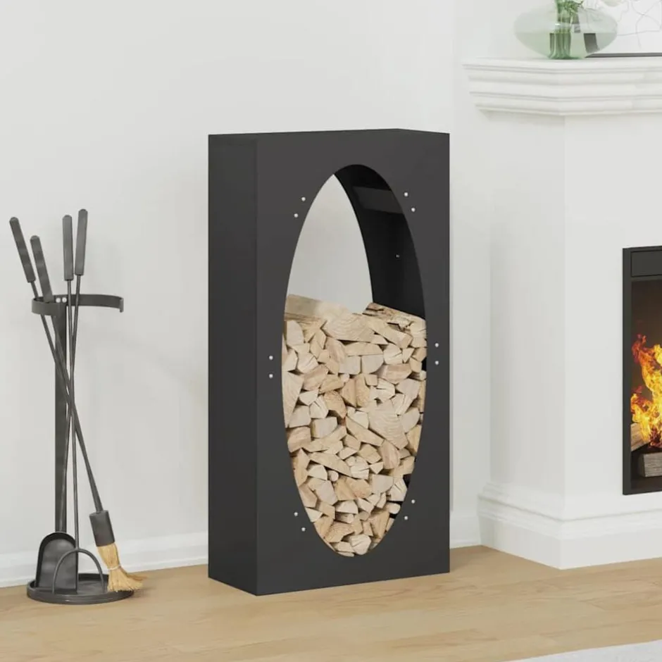 Outlet vidaXL Vedställ 50x23x100 cm kallvalsat stål Svart