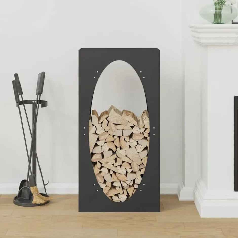 Outlet vidaXL Vedställ 50x23x100 cm kallvalsat stål Svart