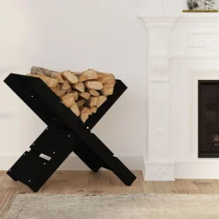 Best vidaXL Vedställ 47x39,5x48 cm massiv furu Svart