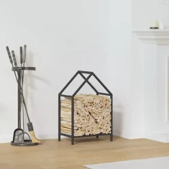 Clearance vidaXL Vedställ 40x25x60 cm kallvalsat stål Svart