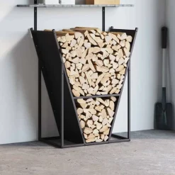 Outlet vidaXL Vedställ 69,5x35x81 cm kallvalsat stål Svart
