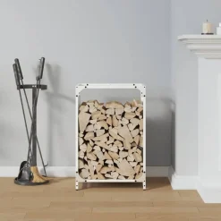 Hot vidaXL Vedställ 44x28x65 cm kallvalsat stål Vit