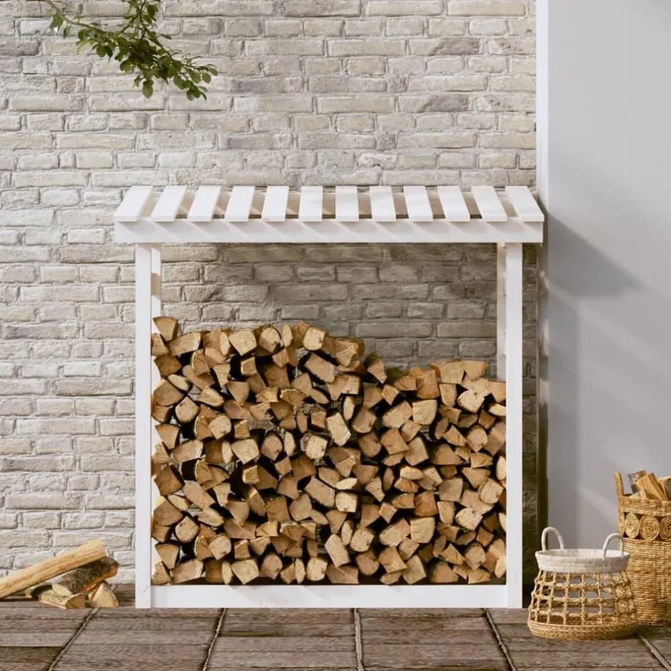 Online vidaXL Vedställ 108x64,5x110 cm massiv furu Vit