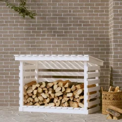 Hot vidaXL Vedställ 108x73x79 cm massiv furu Vit