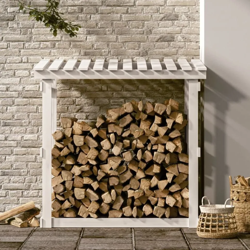 vidaXL Vedställ vit 108x64,5x109 cm massiv furu