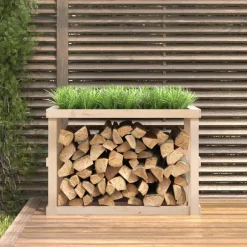 Outlet vidaXL Vedställ 108x52x74 cm massiv furu Naturfärg