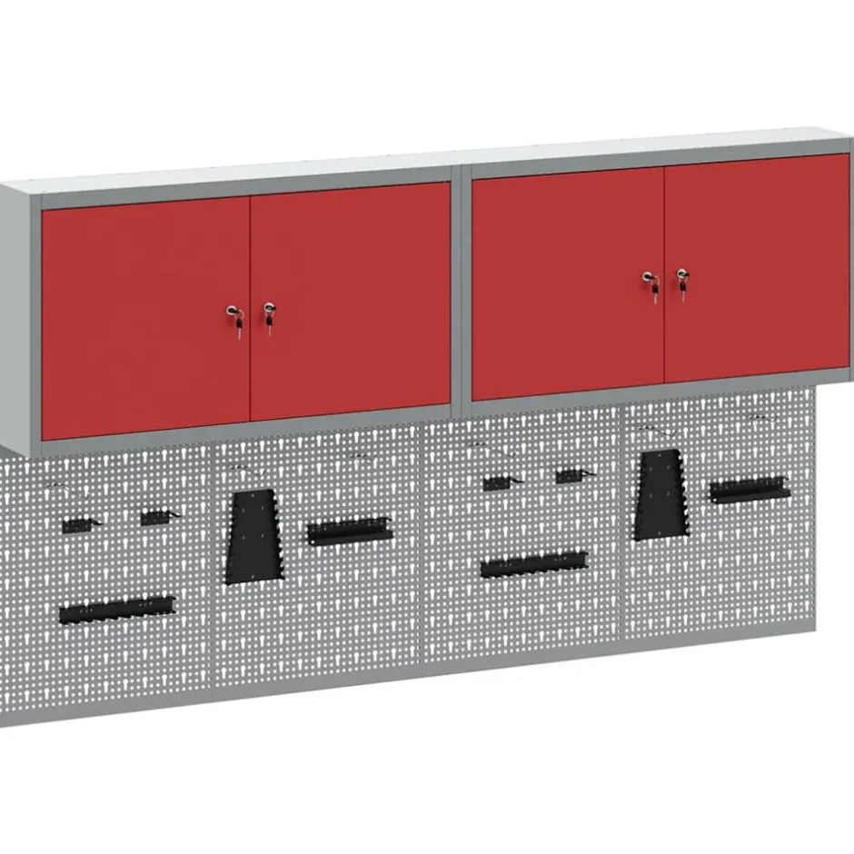 Outlet vidaXL Verktygsskåpsset med hylla 6 pcs Pulverlackerat stål Röd