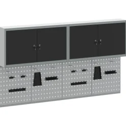 New vidaXL Verktygsskåpsset med hylla 6 pcs Pulverlackerat stål Svart