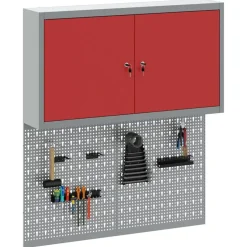 Outlet vidaXL Verktygsskåpsset med hylla 3 pcs Pulverlackerat stål Röd