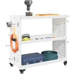 Discount vidaXL Verktygsvagn med hylla 75 x 35 x 73 cm Kallvalsat stål Vit