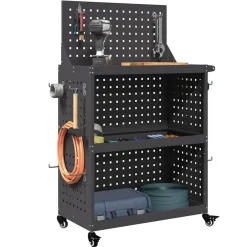 Best vidaXL Verktygsvagn med hylla 65 x 35 x 111 cm Kallvalsat stål Svart