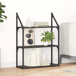 Outlet vidaXL Vägg hylla med hylla 60 x 21 x 78,5 cm Konstruerat trä Svart ek