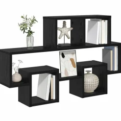 vidaXL Vägg hylla med hylla Svart ek 82 x 15 x 51 cm Konstruerat trä