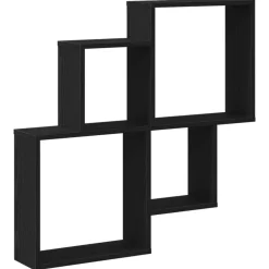 Outlet vidaXL Vägg hylla med hylla 80 x 15 x 78,5 cm Konstruerat trä Svart ek