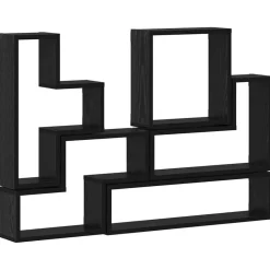 Best vidaXL Vägg hylla Väggmonterad med lagring 96 x 12 x 64 cm Svart ek