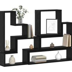 Best vidaXL Vägg hylla Väggmonterad med lagring 96 x 12 x 64 cm Svart ek