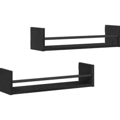 vidaXL Vägg hylla Väggmonterad 2 pcs Svart Ek 60 x 16 x 14 cm