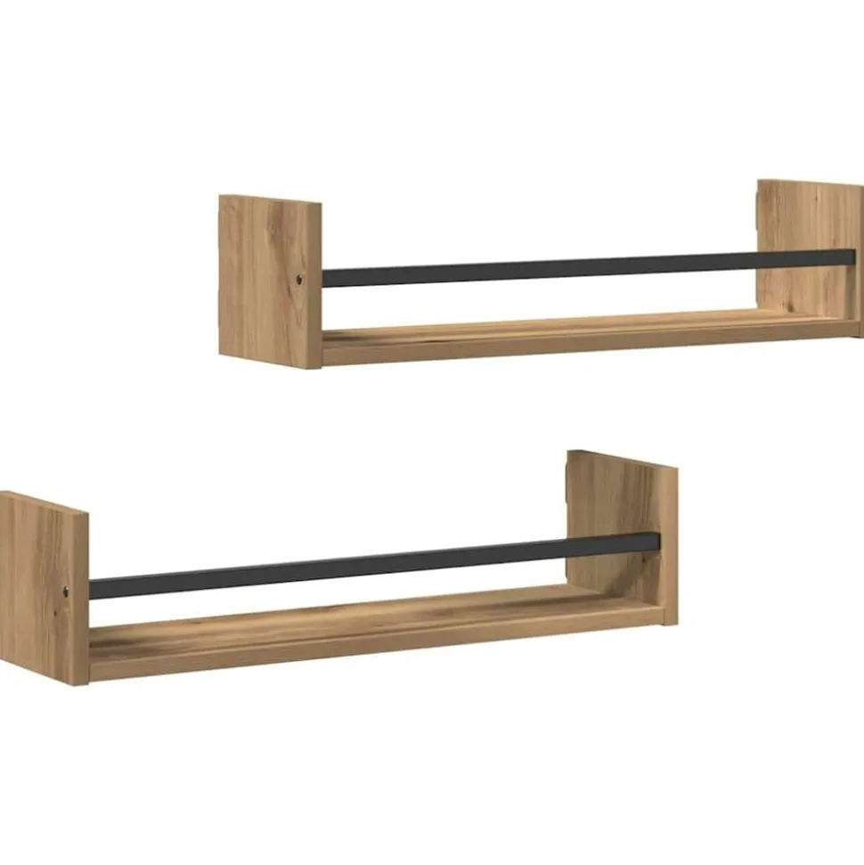 vidaXL Vägg hylla Väggmonterad 2 pcs Artisan Ek 60 x 16 x 14 cm