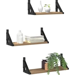 vidaXL Vägg hylla Väggmonterad med lagring 3 pcs Rökek