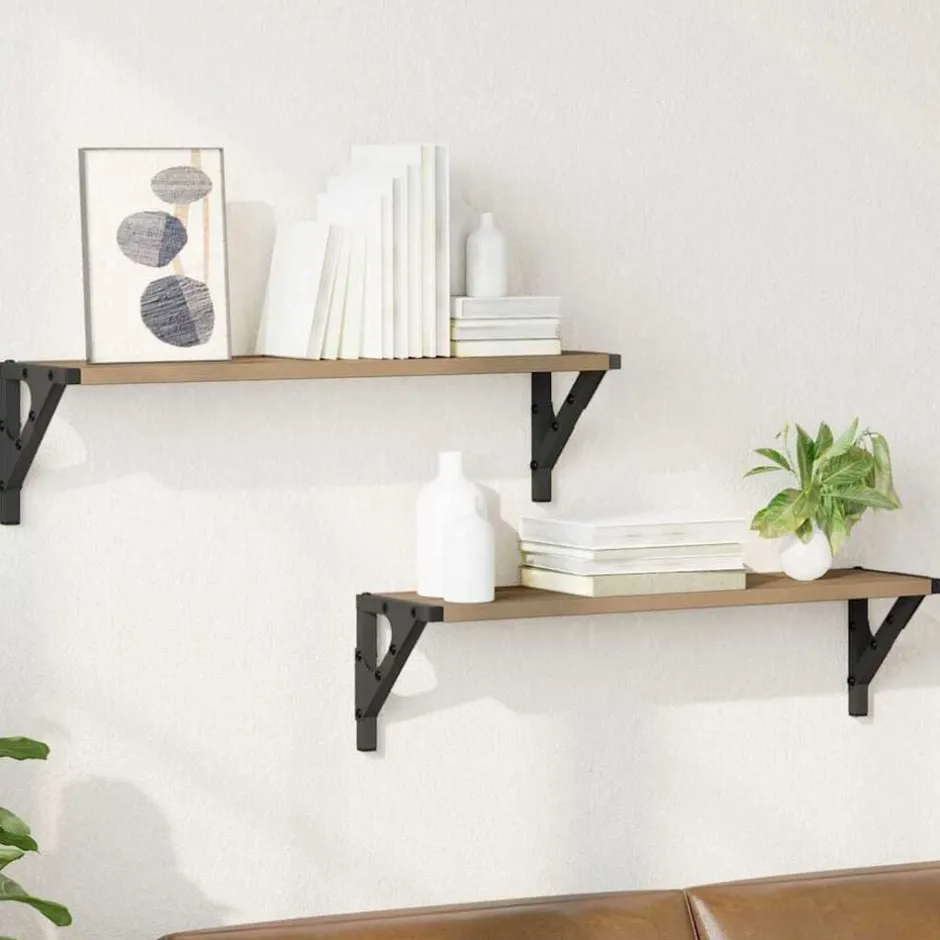 Discount vidaXL Vägg hyllor 2 pcs 60 x 15 x 15,5 cm Konstruerat trä artisan ek