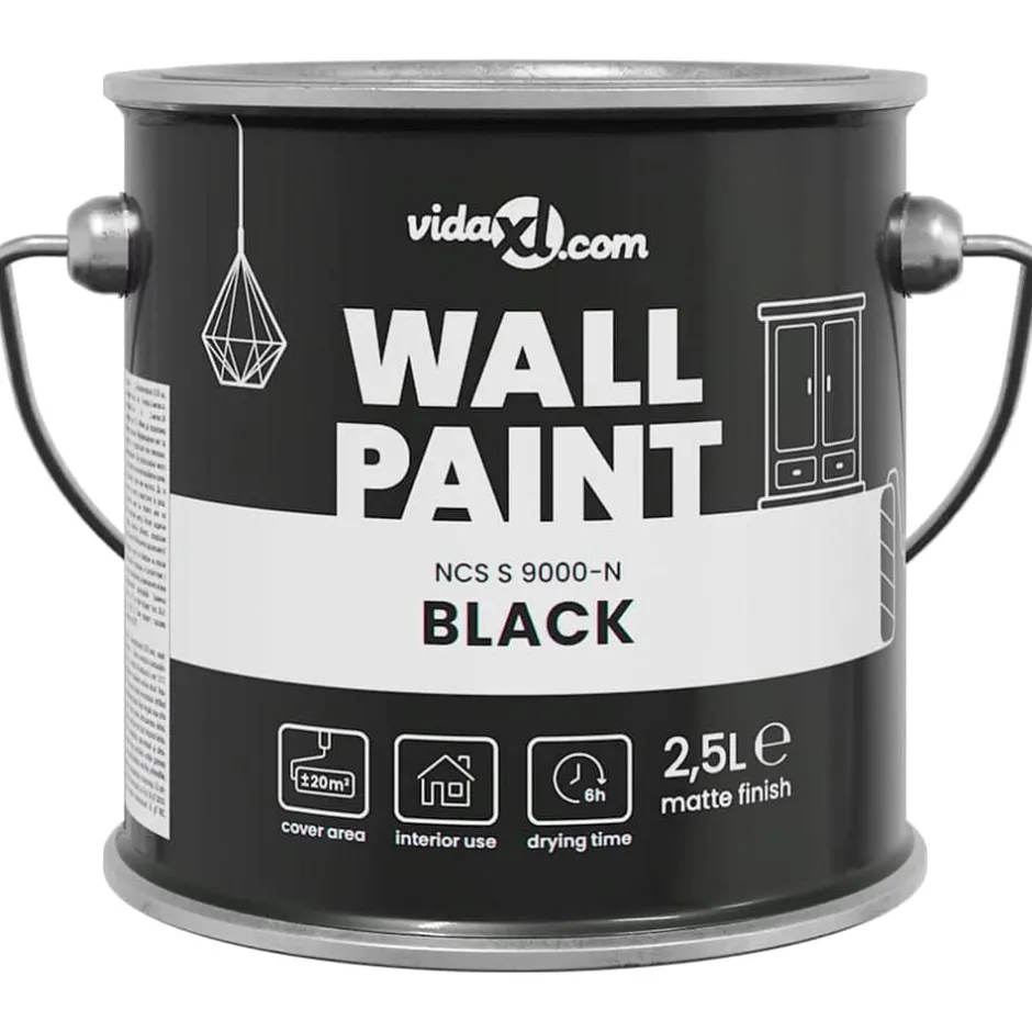 Online vidaXL Väggfärg 2,5 L Väggprint Svart