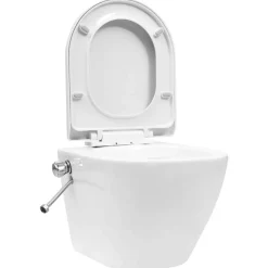 vidaXL Vägghängd toalett med dold cistern keramik vit