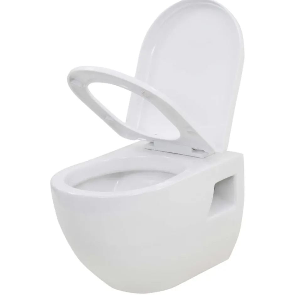 Clearance vidaXL Vägghängd toalett med dold cistern keramik Vit