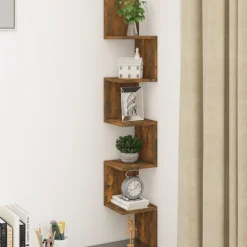 vidaXL Vägghörnhylla rökfärgad ek 20x20x127,5 cm konstruerat trä