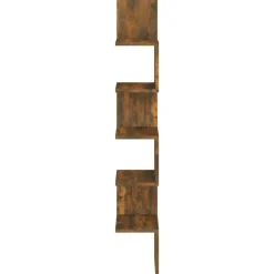 vidaXL Vägghörnhylla rökfärgad ek 20x20x127,5 cm konstruerat trä