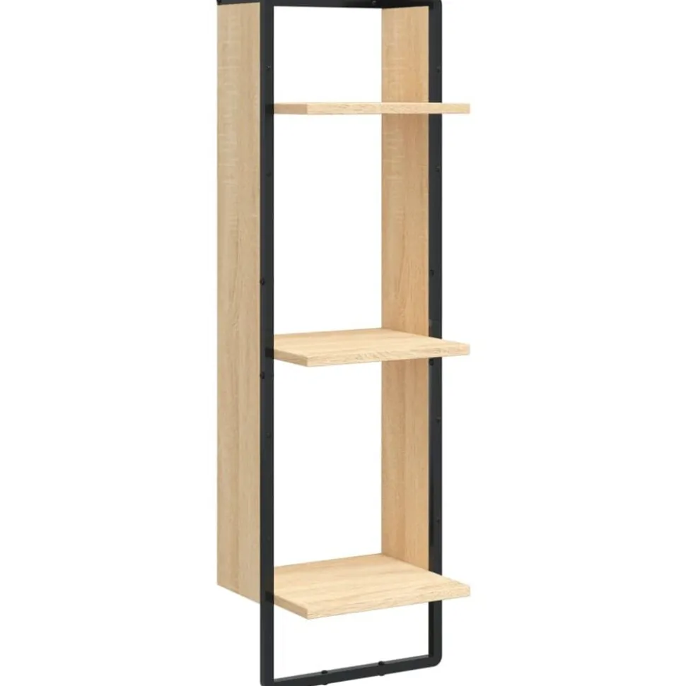vidaXL Vägghylla 3 hyllor sonoma-ek 30x25x100 cm konstruerat trä